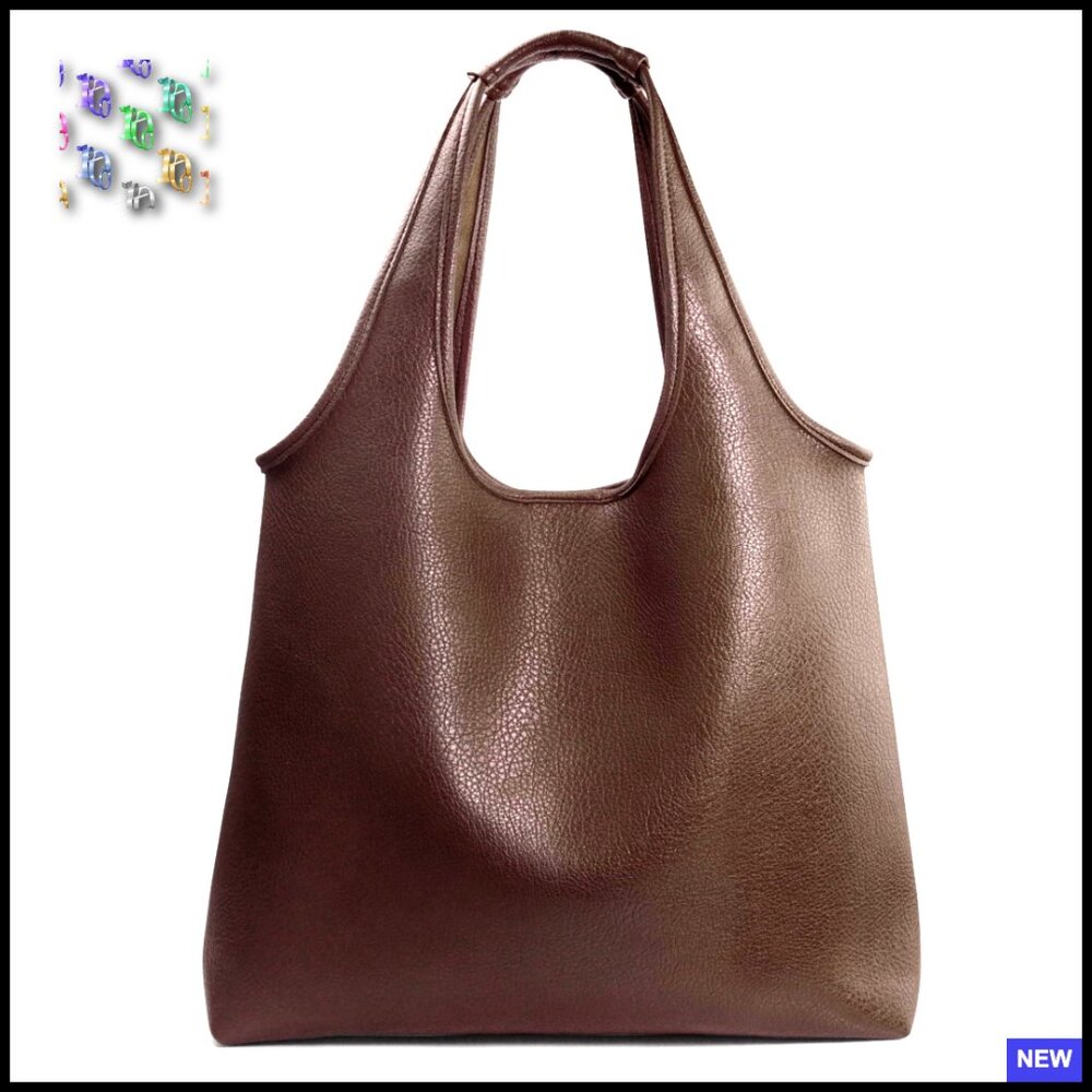Oversized Vegan Leather Hobo Tote Slouchy Minimalist Chic Handbag Work Weekender
